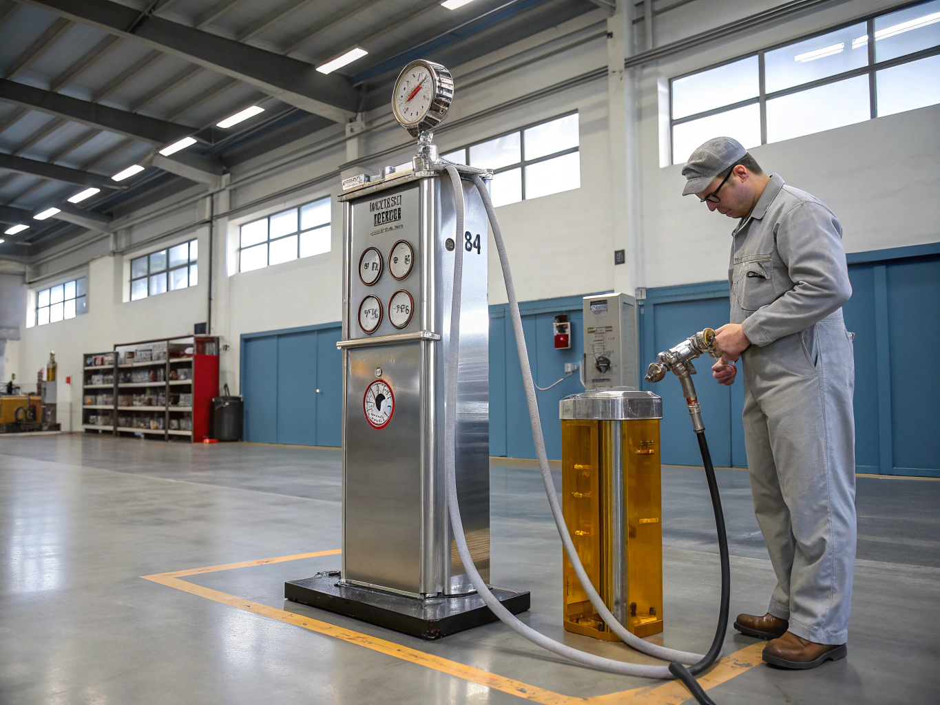 High performance vehicle fuel pump assembly in workshop